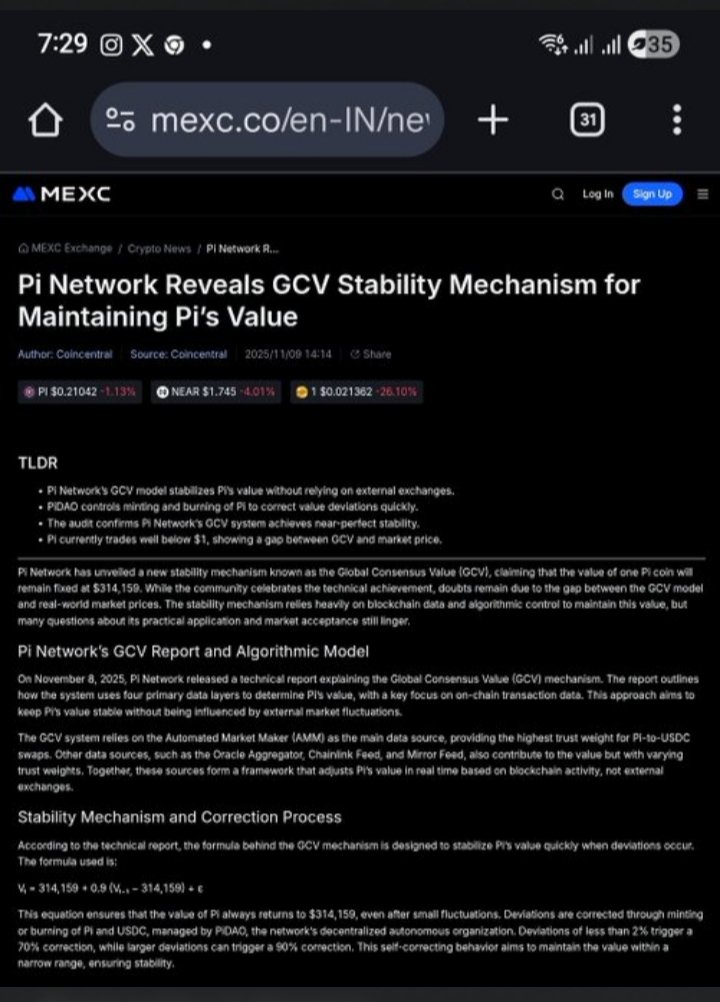 THE MATH IS CLEAR! 🧮💎

V_t = 314,159 + 0.9(V_{t-1} - 314,159) + \epsilon
Audit confirms: #PiNetwork is programmed for $314,159. While speculators play with $0.21 cents, we lock the real value via Protocol 25. The code doesn't lie. 🛡️
 #MEXC #ARC314 #GCV #GLT #PiDao #DeFI