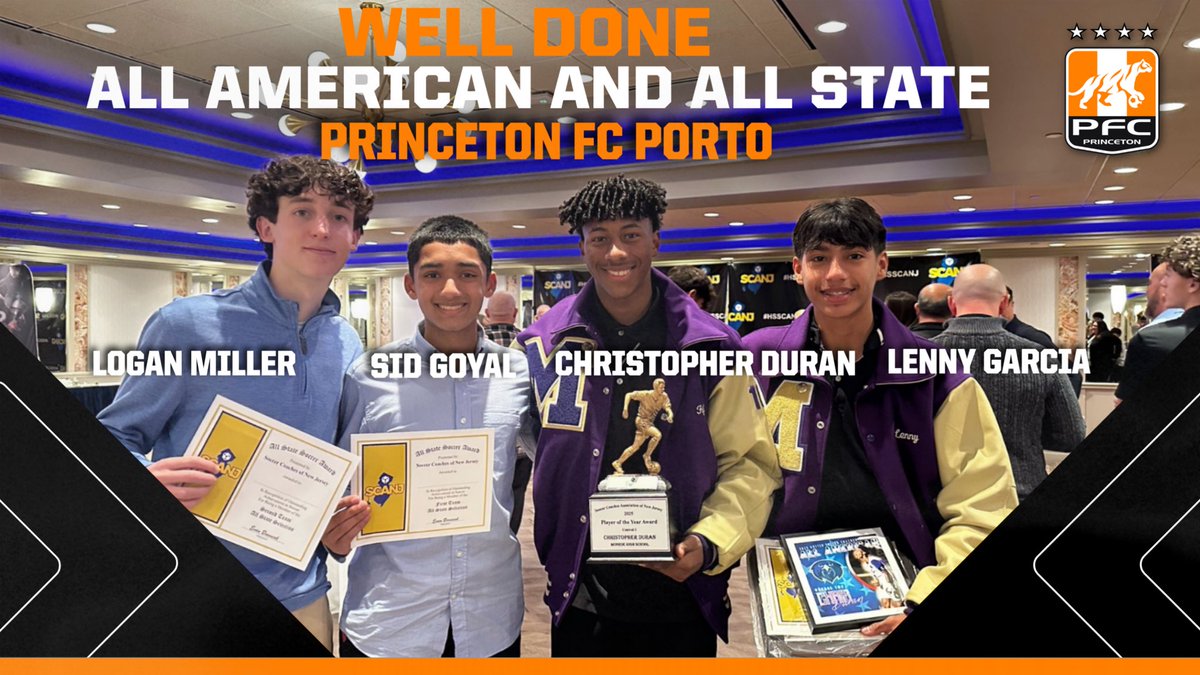 PFC_Princeton's tweet photo. Princeton FC 2008 Boys Porto ( NPL National Champions ’25) were very well represented during this past high school postseason, earning top honors from multiple organizations—including the SCANJ Awards.
Congratulations to all of our players on these outstanding achievements. https://t.co/E8TTt3lwyd