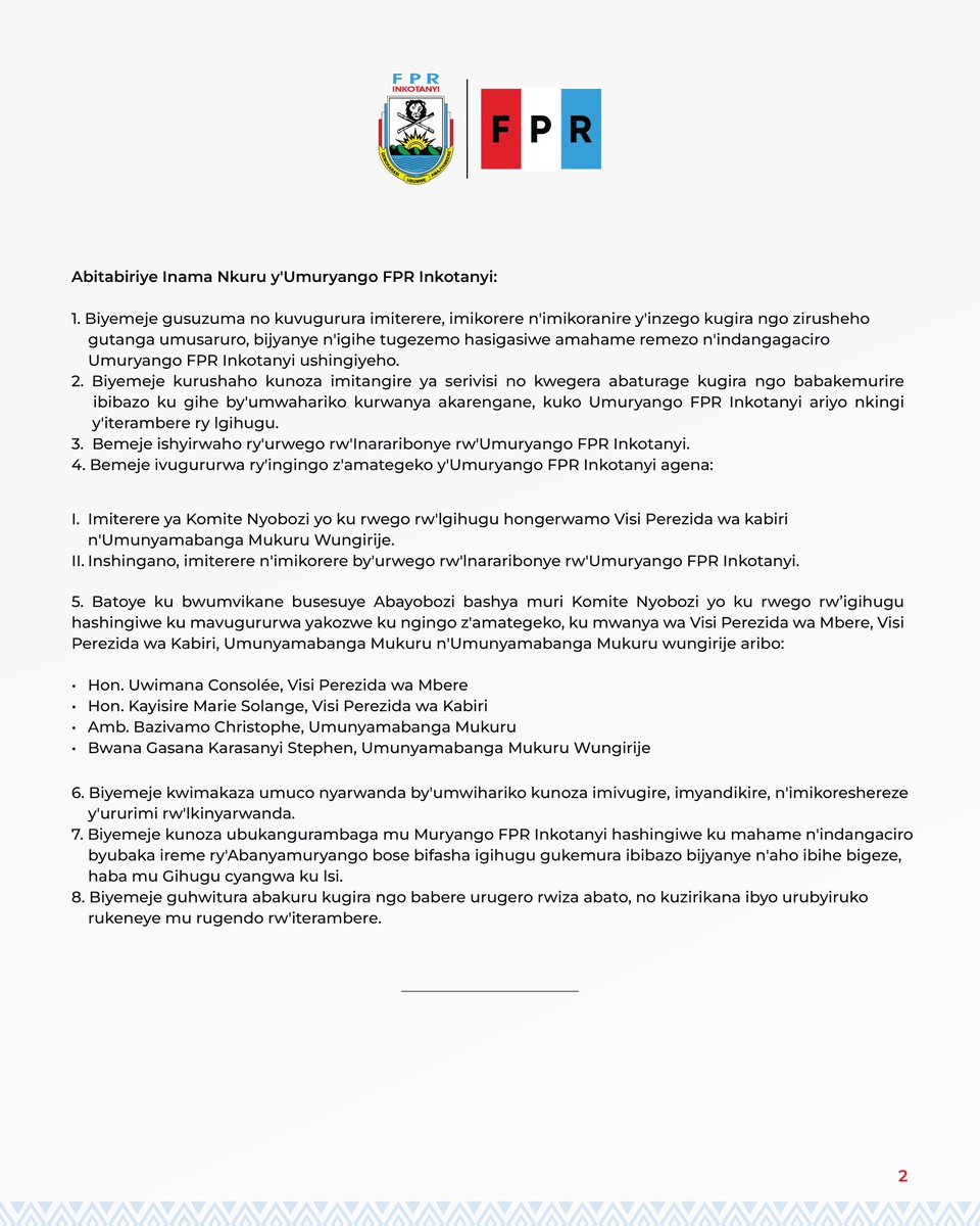 Itangazo rigenewe abanyamakuru: Imyanzuro y'Inama Nkuru ya 17 y'Umuryango FPR Inkotanyi.
tinyurl.com/4f5jussm
#RPFCongress