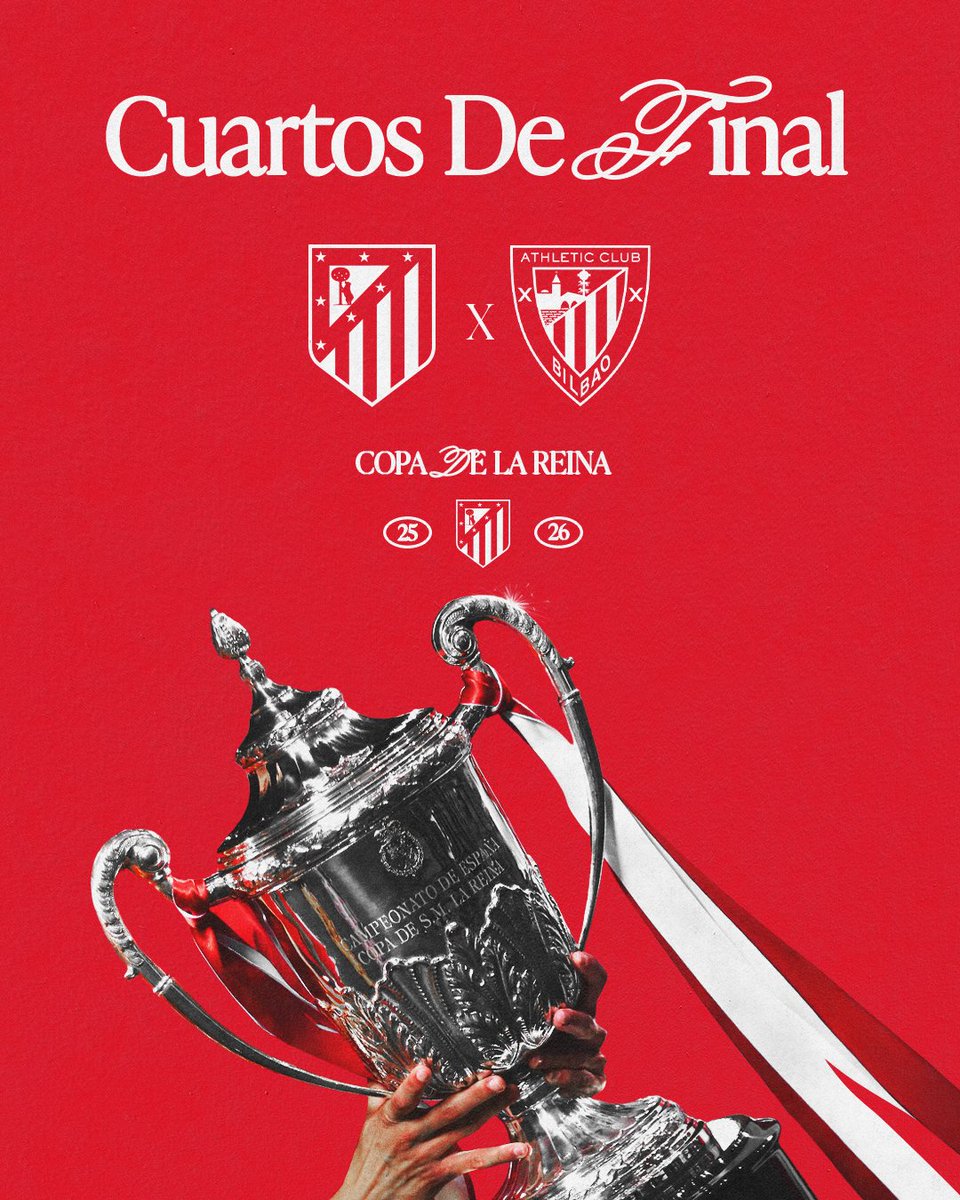 El <a href="/AtletiFemenino/">Atlético de Madrid Femenino</a> jugará los cuartos de final de la Copa de la Reina frente al Athletic.

La eliminatoria se jugará a partido único, y será en casa, en Alcalá, con el apoyo de la afición colchonera.

#CopaRojiblanca