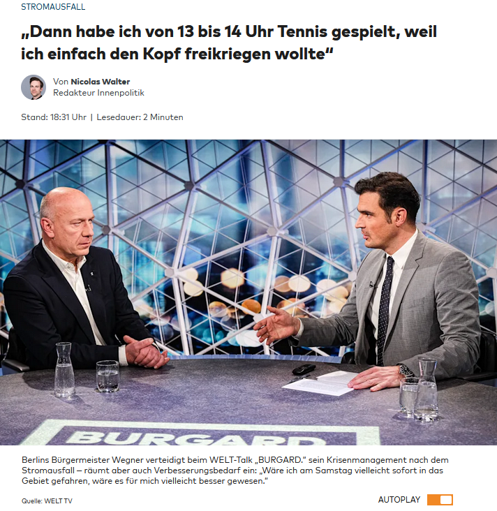PeterBorbe's tweet image. Berlins Bürgermeister Wegner musste erstmal Tennis spielen gehen, um den Kopf freizukriegen. So macht das ein echter Anführer!😃
welt.de/politik/deutsc…