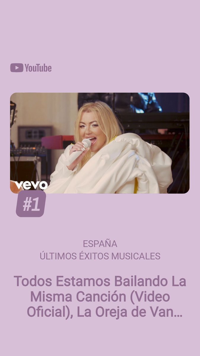 ¡#TodosEstamosBailandoLaMismaCanción el nuevo single de regreso de La Oreja de Van Gogh con Amaia Montero es N1 en <a href="/YouTube/">YouTube</a> superando el millón de visualizaciones!