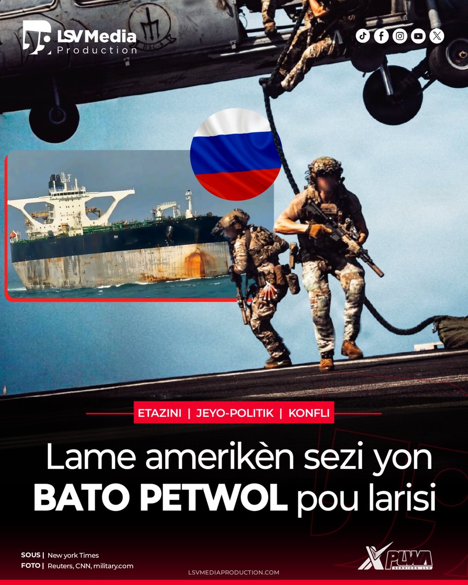 LuckNews88's tweet photo. ⭕️ENFO | Lame amerikèn di se 2 bato yo sezi, nan zòn Atlantik Nò, ant peyi Ekòs ak Island, pami yo, youn se bato Larisi. Sa pase mèkredi 7 janvye 2026 la. Otorite amerikèn yo di yo pran bato sa yo pou vyolasyon sanksyon amerikèn. Larisi reyaji, e fè konnen sezi sa ilegal, e li vyole lwa maritim yo. Moscou di bato Etazini pran an, se yon bato yo te bay otorizasyon tanporè pou navige anba drapo Larisi, e yo te bay otorizasyon li jan lalwa Larisi ak dwa entènasyonal yo mande sa | @nytimes