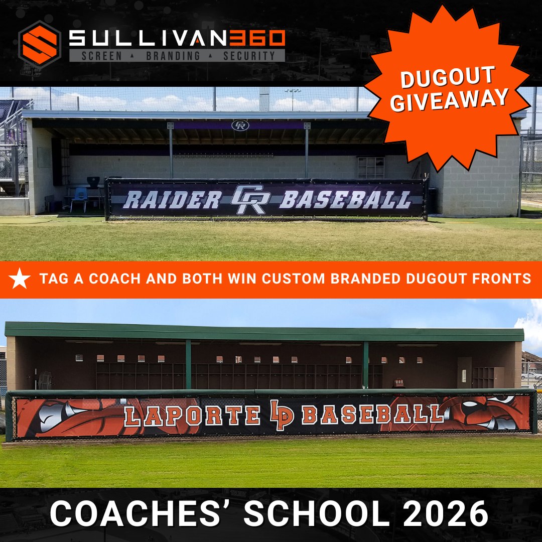 Hey Coaches, it's time for our DOUBLE DUGOUT GIVEAWAY! 

Tag your favorite coach to play for a chance for both of you to win a pair of custom branded Dugout Fronts! 

To Enter:

1⃣ Like &amp; Repost This Post
2⃣Follow Us <a href="/Sullivan_360/">Sullivan360</a> 
3⃣Comment &amp; Tag your favorite coach to play