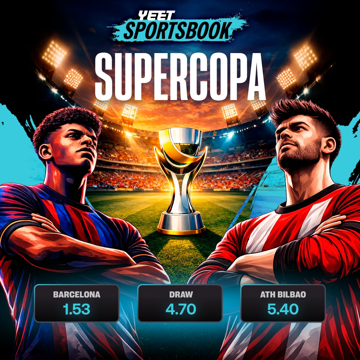 Barcelona vs Athletic Bilbao today!

History. Intensity. Who will take it?

Make your picks: YEET.com/sportsbook