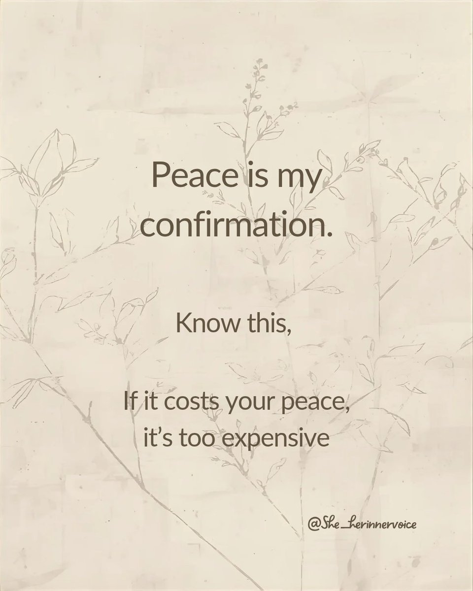 S_Herinnervoice's tweet image. The ultimate standard for every decision, relationship and environment: does it bring you peace? If the price tag is your mental health, the cost is too high.
#sheherinnervoice #eveningReflections
