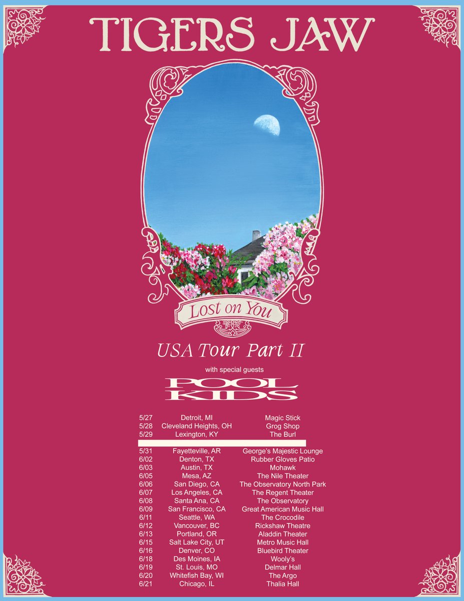 poolkidsband's tweet image. On the road again, this time with @tigersjaw 🩵 so excited to see u guys, tix on sale this Friday at 10am local 🩵 poolkidsband.com