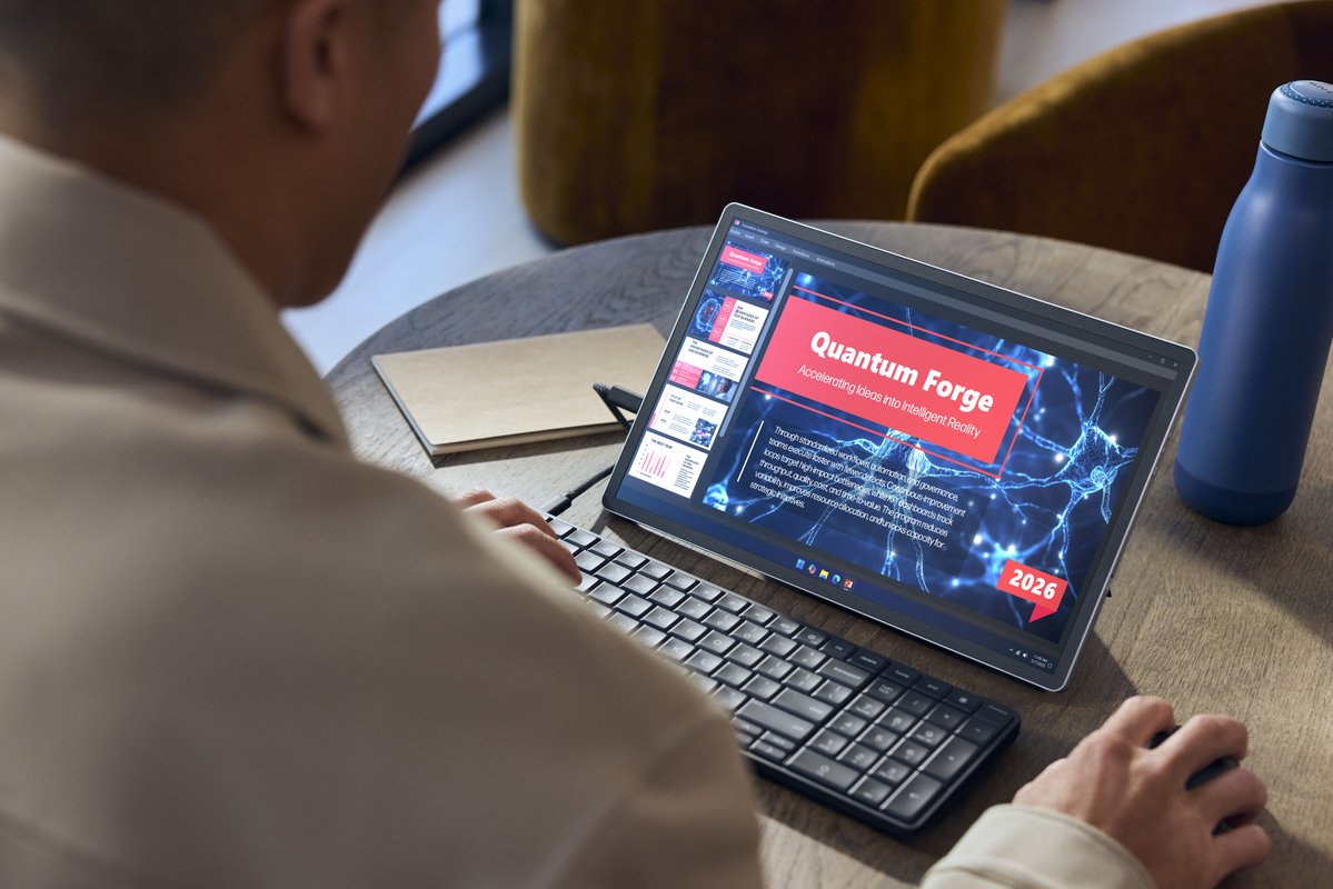 HP's tweet image. 🚀 The Future of Work Starts Here.

This year at CES 2026, we introduced the HP EliteBoard G1a — the world’s first AI PC built into a keyboard.

Ultra-thin. Ultra-mobile. Powered by next-gen AI performance, it transforms any display into a powerhouse workspace.

Pair it with the…