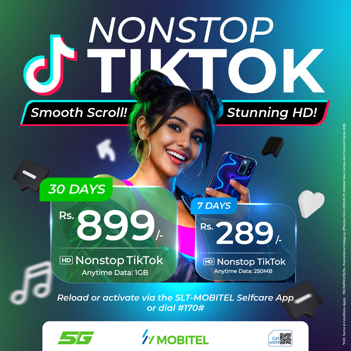 slt_mobitel's tweet photo. Enjoy NONSTOP TikTok with MOBITEL 🎵📱
Scroll, stream & vibe HD quality without limits 💃🕺
For more info visit https://t.co/aIB5PiiJNg
#NonStopTikTok #MOBITEL #UnlimitedScrolling #TikTokSriLanka #DataDeals #StayConnected #ScrollMore #AnytimeData 💖📶 https://t.co/0u1l2PF9DR
