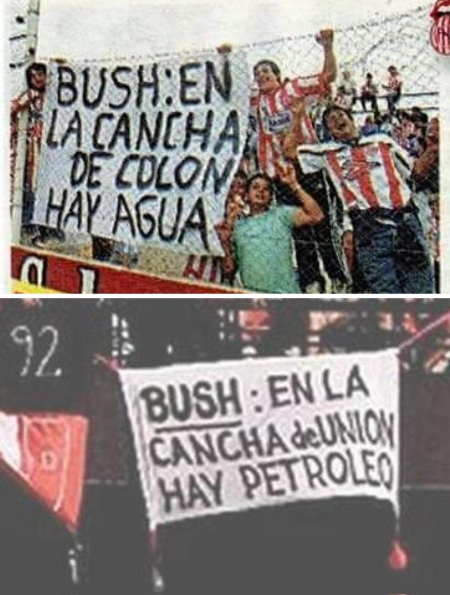 No nos podemos olvidar de un duelo de banderas muy ingeniosa y con contexto político de por medio entre las hinchadas de Colón y Unión.

Revivimos una particular historia de los q hoy faltan en el fútbol: los hinchas

Sucedió en el 2003, cuando George Bush con la excusa de