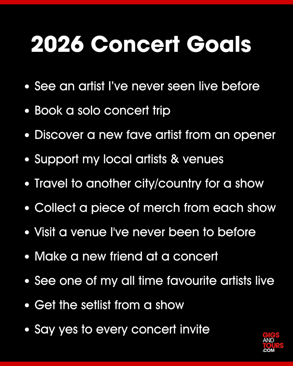 gigsandtours's tweet photo. Concert checklist for 2026 ✔️ https://t.co/QbNTkcmXg6