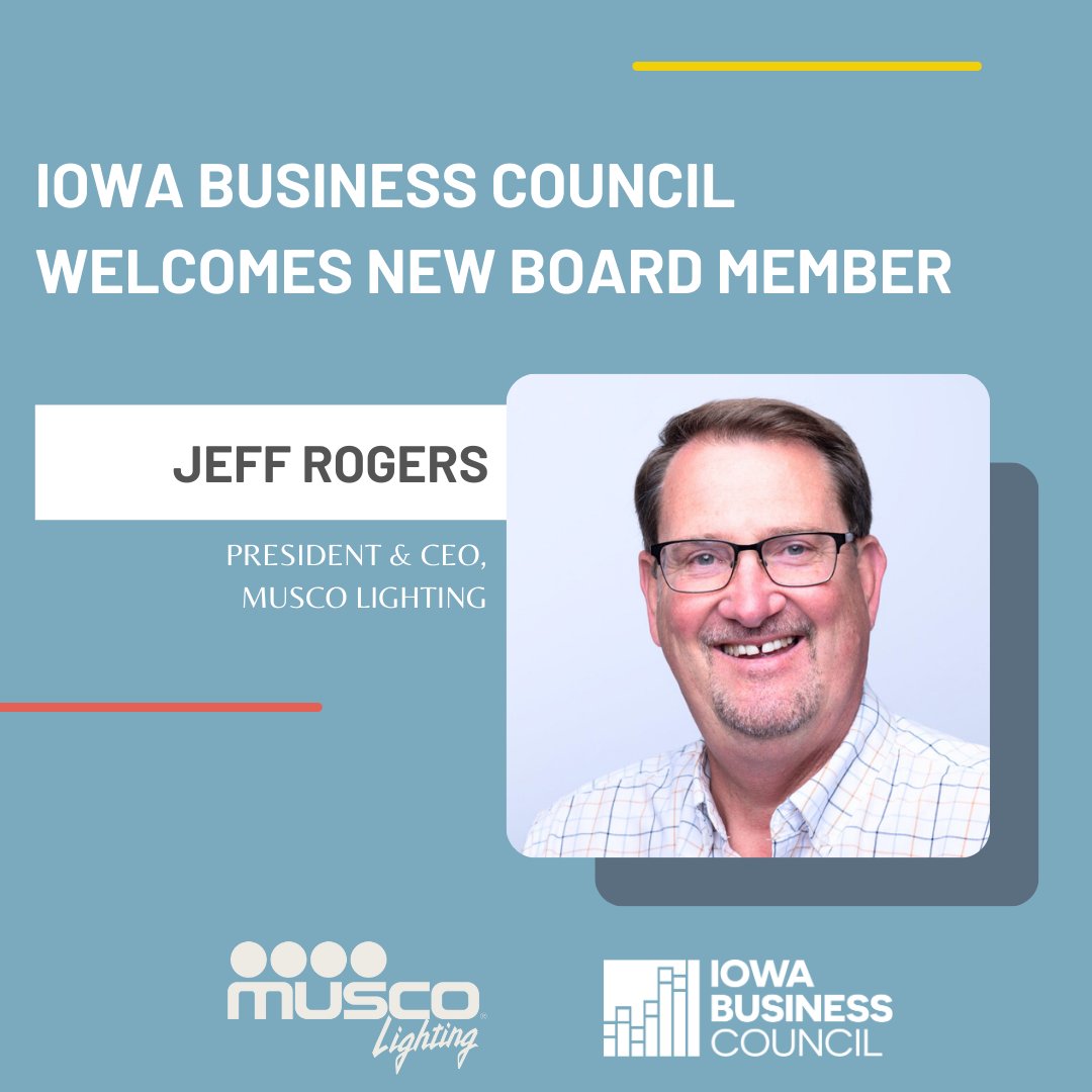 IowaBizCouncil's tweet photo. IBC welcomes new board members Jeff Rogers of @MuscoLighting and Tom Mangan of @SukupMfg. We are excited to magnify their knowledge &amp; background to the board to elevate Iowa's economy through global thought leadership, research, &amp; advocacy. https://t.co/GIeNn3ZTUz