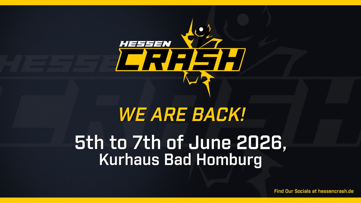 2becommunity's tweet image. HESSEN CRASH IS BACK!

From the 5th to 7th of June 2026, at the Kurhaus Bad Homburg, we will be delivering our best event yet!

Make sure to save the date =&amp;gt;📅

Find links to our other socials on hessencrash.de to keep updated and GET HYPED!