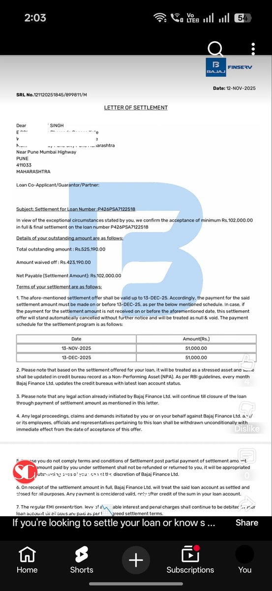 KIRRRAK123's tweet photo. @Bajaj_Finserv I’ve been ready for loan settlement My 6.7L outstanding is being offered only 50% waiver, while others receive 80%+ waivers.
I never delayed intentionally, I was a victim of 30L investment fraud funded via loans. I request to give me 80-90% waiver.
#loansettelment https://t.co/VSeif3H6Xn