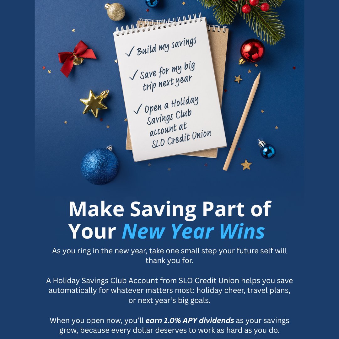 Start the new year with practical savings strategies like tracking your spending, setting clear goals, and automating your savings to enhance your financial health. Learn more about us at slocu.com  #slocreditunion