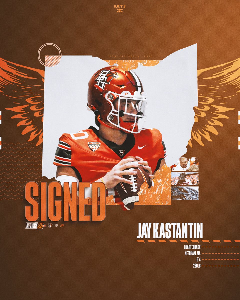 𝗦𝗜𝗚𝗡𝗘𝗗 ✍️

A QB from Needham, Mass., let's welcome Jay Kastantin (<a href="/Jaykastantin3/">Jay Kastantin</a>) to the BGSU Family!!!!

#GUTS x #AyZiggy26 🟠🟤