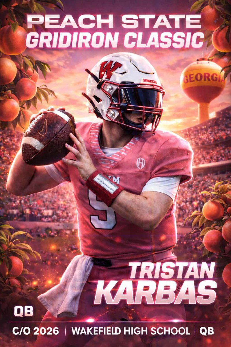 A huge shoutout to <a href="/CommitPlug/">CommitPlug</a> for creating this years graphic for <a href="/TKarbas/">Tristan Karbas</a> and his work in the <a href="/PSGC2024/">🍑Peach State Gridiron Classic All-American Game🍑</a> All American game.  

As usual, amazing work!

Looking forward to continuing to work with you as he moves into his college years during his time at Greensboro College.