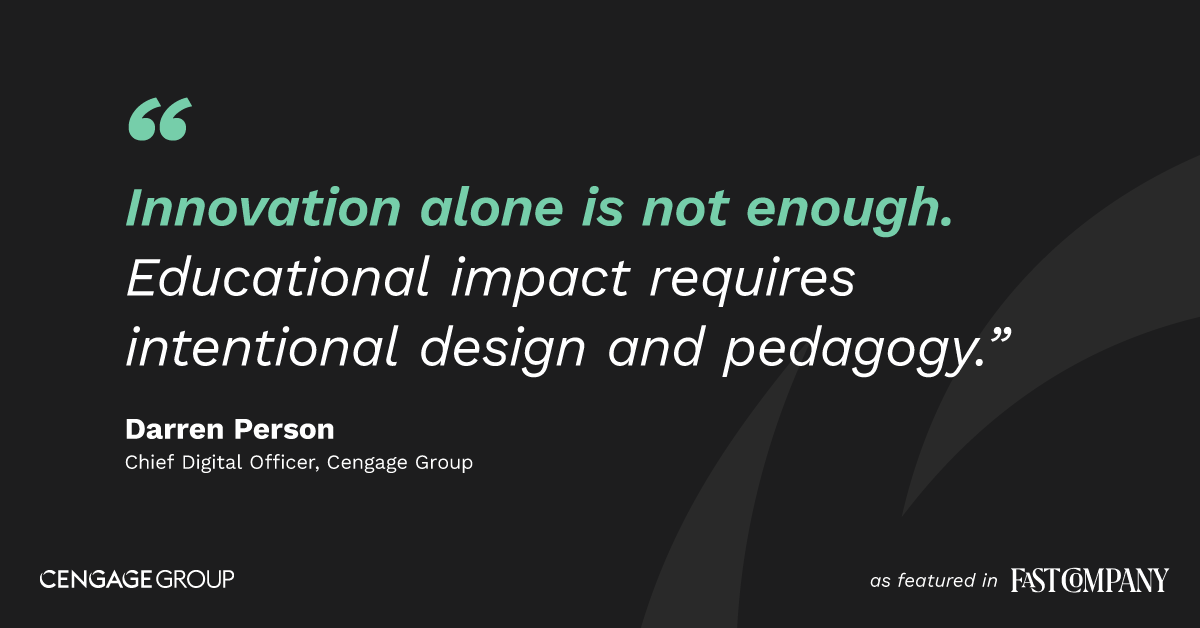 CengageLearning's tweet image. AI is reshaping #education, but responsible innovation must lead the way. To truly support learners and educators, #AI must be designed to enhance outcomes, not replace intent. Our CDO Darren Person explains in @FastCompany:
bit.ly/49pLMkR