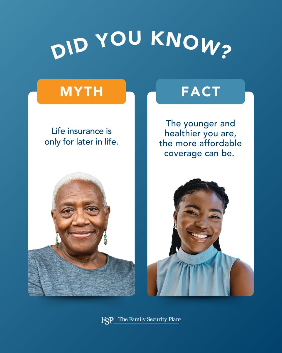 FSP_Family's tweet image. Starting early can lock in protection when it’s easiest and most cost-effective. 

#InsuranceMyths #LifeInsurance101 #FinancialFacts