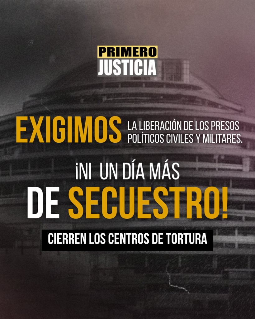 Todo punto de partida para la consolidación de la transición parte por la liberación inmediata e incondicional de todos los presos políticos civiles y militares. 

Cierre de los centros de tortura, sin traslados a otras cárceles o centros de detención que los pongan en riesgo.