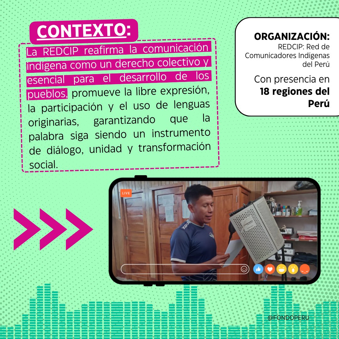 PeruFondo's tweet photo. #ProyectosQueHacenHistoria 🎙️🌿
La Red de Comunicadores Indígenas del Perú fortalece su institucionalidad y su presencia pública a través de podcasts producidos en Puno, Cusco, Ucayali, Lima y Junín.
#FSP https://t.co/eBSkpI3UzP