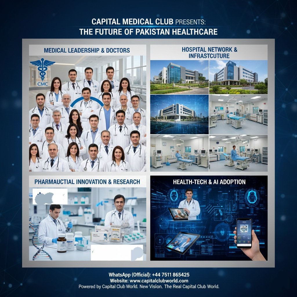 capitalclubpk's tweet image. Capital Medical Club

Presents

Capital Club World Medical Role

Defining the Future of Healthcare Leadership in Pakistan

#PakistanHealthcare
#DoctorsOfPakistan
#MedicalCommunityPakistan
#HealthcareLeaders
#CapitalMedicalClub
#CCWMedicalRole
#HealthPakistan
#MedicalExcellence