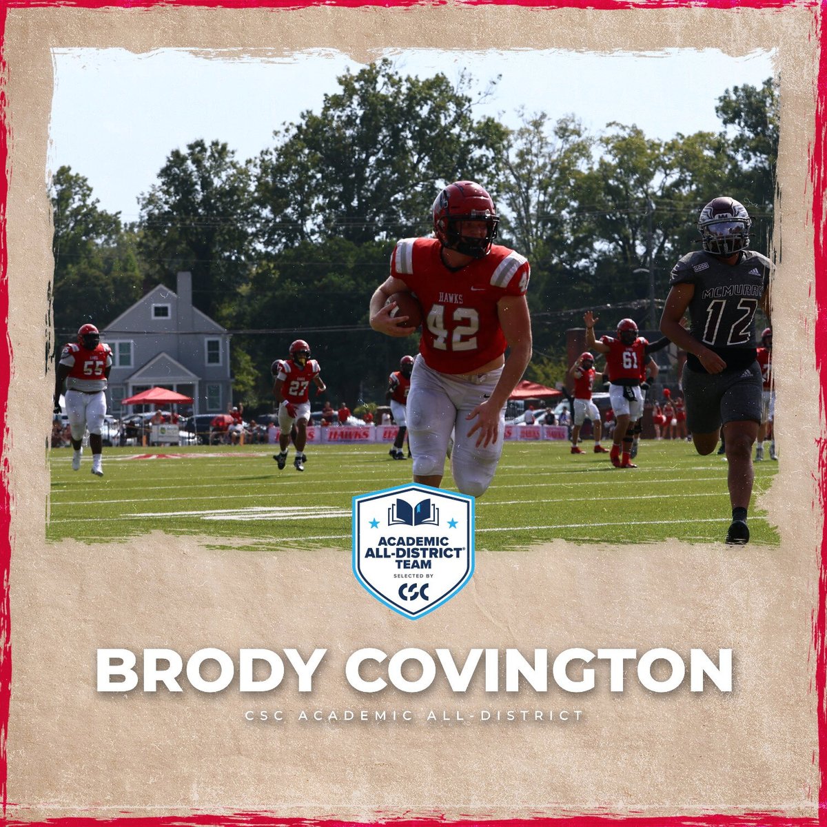 HCHawksSports's tweet photo. Congratulations to our six @huntingdonfootball student-athletes for their selections to the @collsportscomm Academic All-District Team!

#hawkem https://t.co/165CBVeIhQ