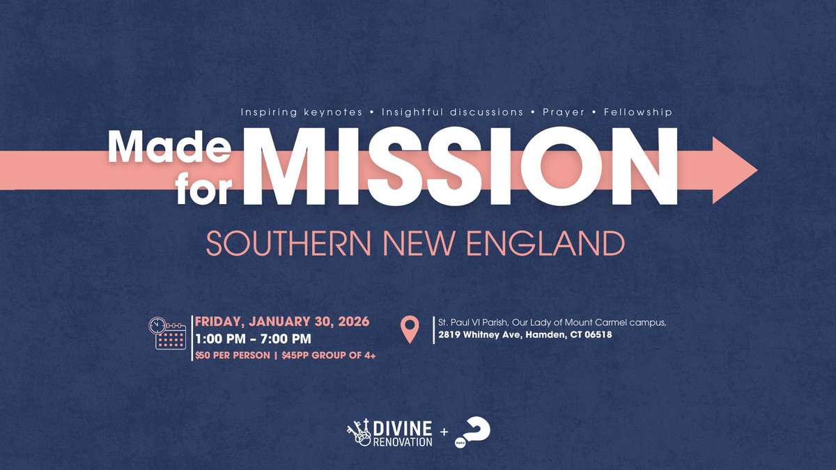 divreno_usa's tweet photo. If you're a priest or lay leader in Southern New England, this event is for you!

Join us and Alpha at @HamdenCatholic for an event designed to help parishes reclaim their missionary identity — with practical insight, shared hope, and space to be inspired for what’s next. https://t.co/hPB0qWzaew