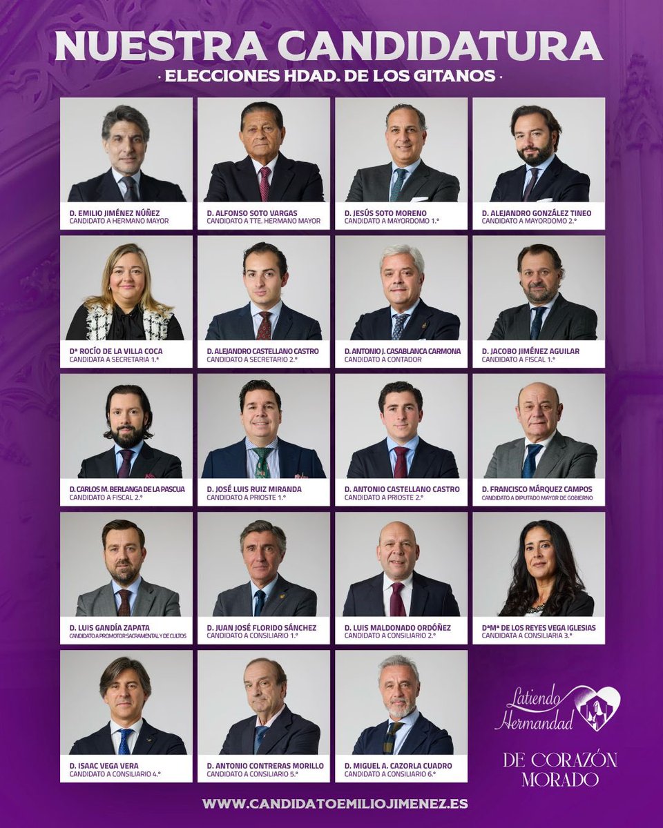📰 Presentamos la candidatura de Emilio Jiménez.

💜 Siente el Latido de Hermandad junto a este equipo que une diversas miradas con un mismo propósito.