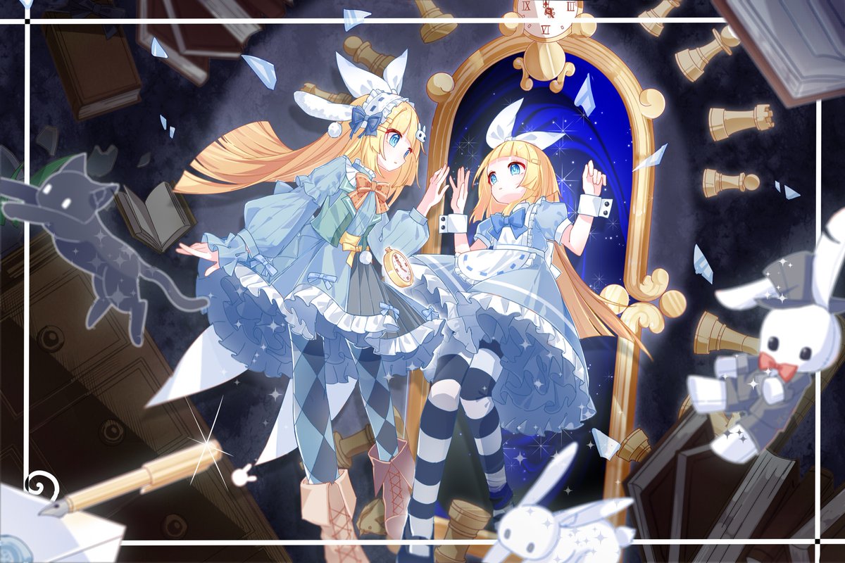 AparallelX's tweet photo. Alice in the mirror🎀🪞 #illustration  #oc https://t.co/miJG8bTOxq