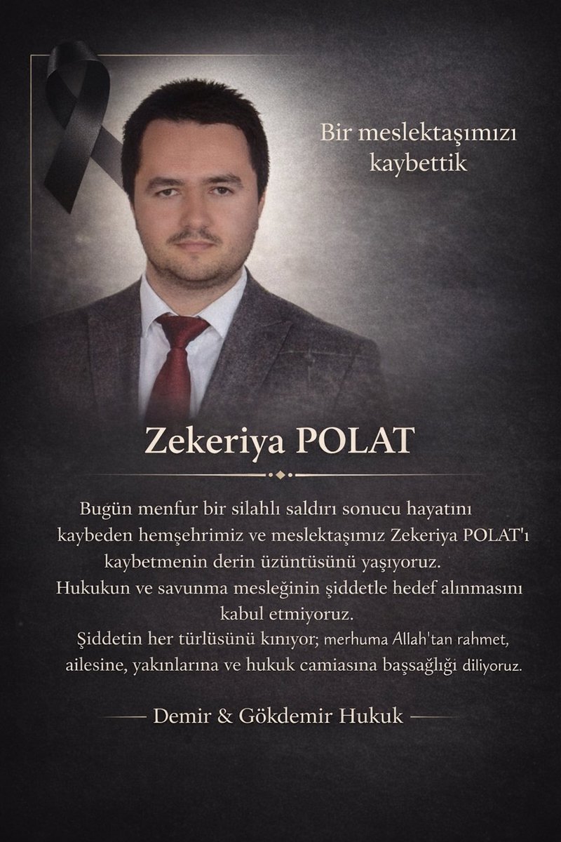 demirvepartners's tweet photo. Bir hiç uğruna, anlamadan ve dinlemeden, sorumluluğu bile bulunmayan bir kurum vekilini canice katletmek... İnsanlıktan çıkmak bu olsa gerek... 

#zekeriyapolat #taziye https://t.co/oizjn77pSG