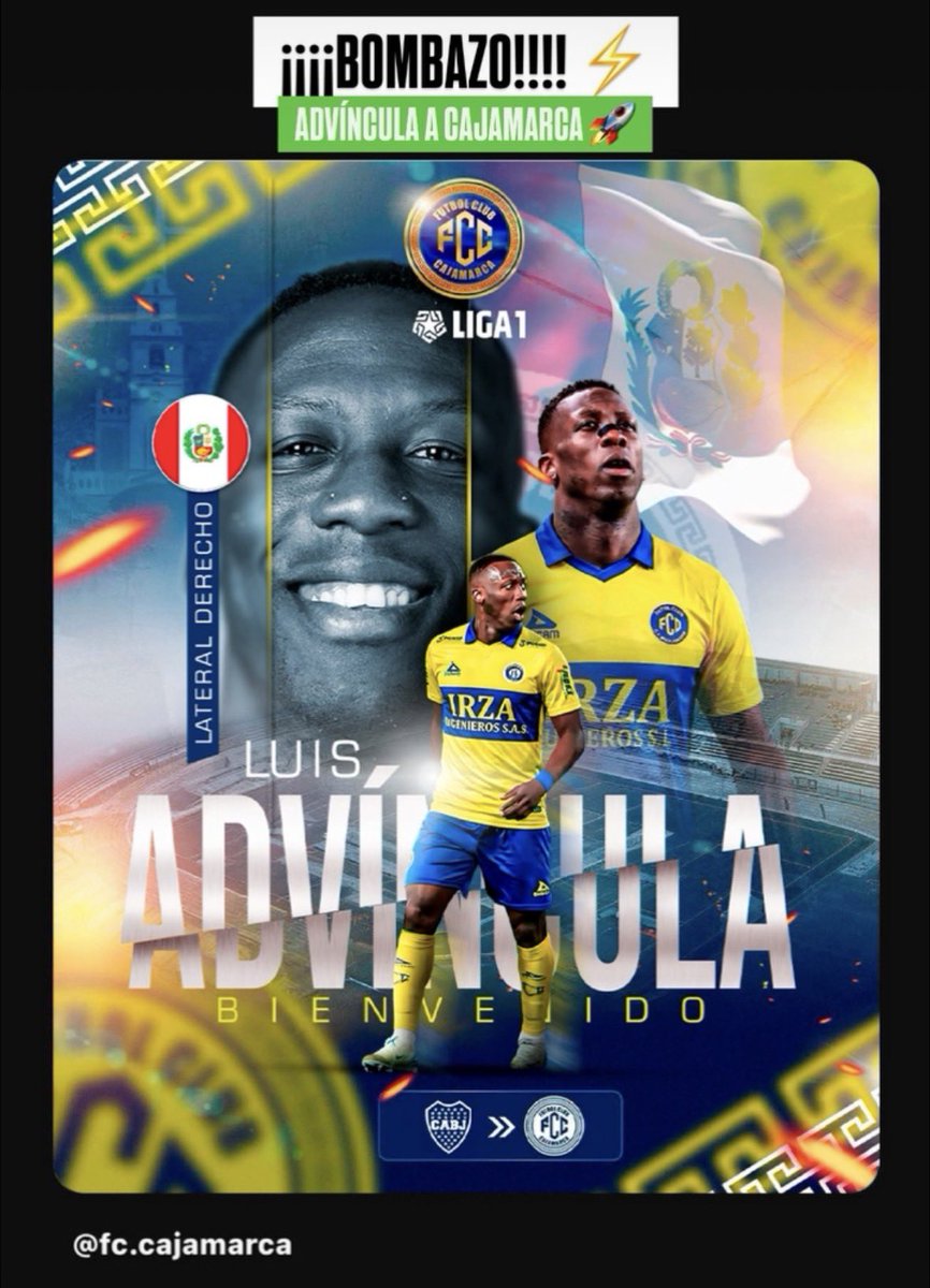 pepor_com's tweet photo. ⚡️COMPLETAMENTE OFICIAL 🚀
#Advincula es nuevo jugador de FC Cajamarca de la Liga 1 🇵🇪 https://t.co/rKAcb10NXB