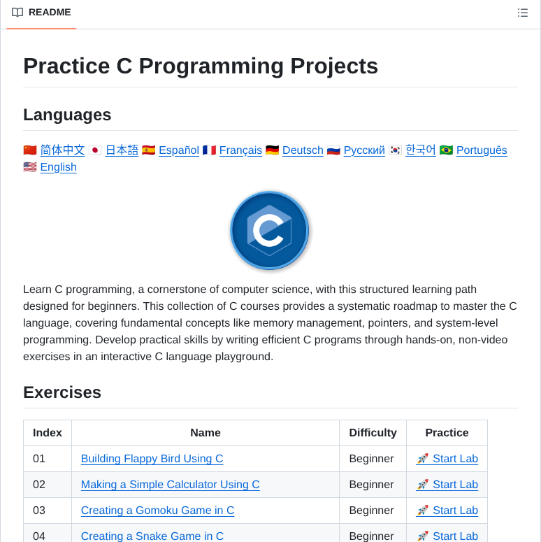 C programming exercises in an interactive playground

github.com/labex-labs/pra…