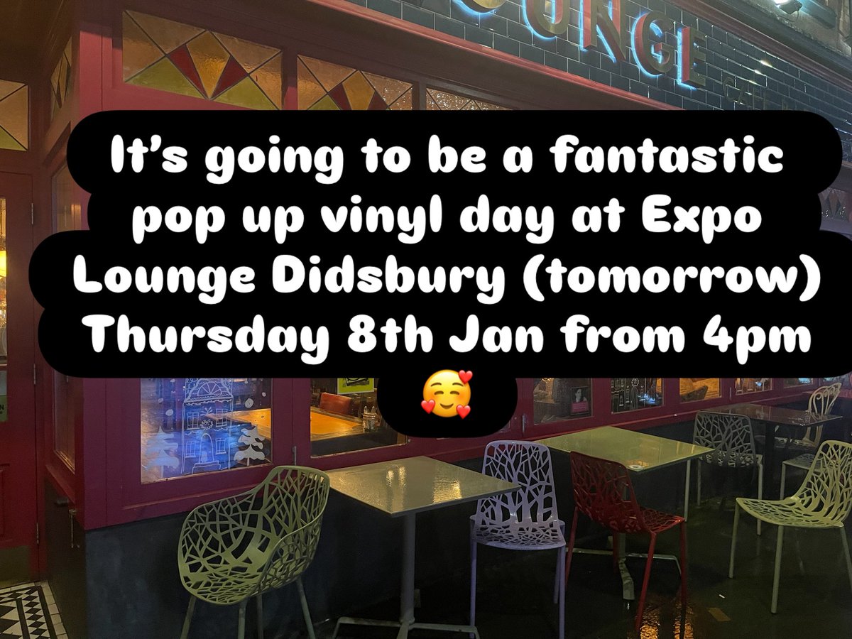 This Thurs from 4pm <a href="/needledropmcr/">Needle Drop Records</a> will be hosting their 1st pop up record store of 2026 @expo_lounge #Didsbury <a href="/didsburylife/">Helen</a> <a href="/didsburytraders/">Didsbury Traders</a> <a href="/DidsburyRT/">DidsburyTweets</a> rock,pop,punk,soul,jazz, blues,hiphop from Sinatra to Stone Roses &amp; more- something for everyone- pop down &amp; treat yourself