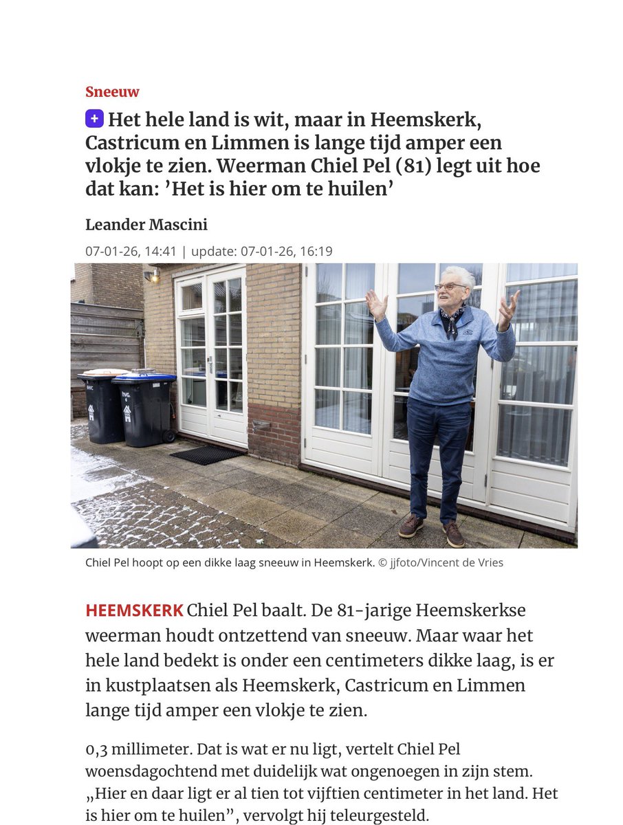 Mijn geliefde tevens echtgenote begint nu, ondanks uitleg in de krant, echt bezwaar te maken tegen het gebrek aan sneeuw in #Heemskerk