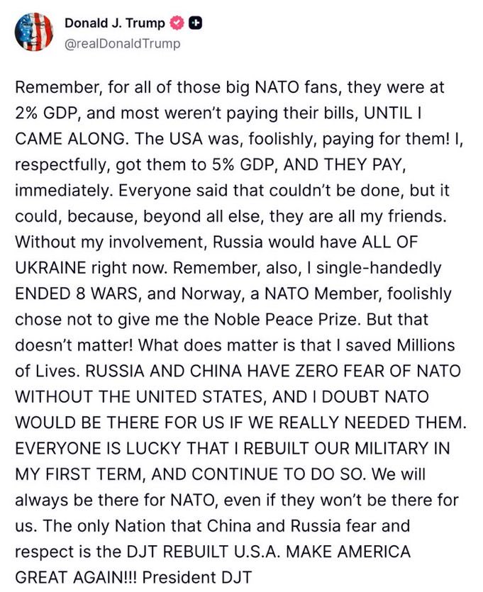 “Noruega, un miembro de la OTAN, eligió de forma insensata no concederme el Premio Nobel de la Paz”

Todavía acabamos en la III Guerra Mundial por culpa del comité del Nobel.