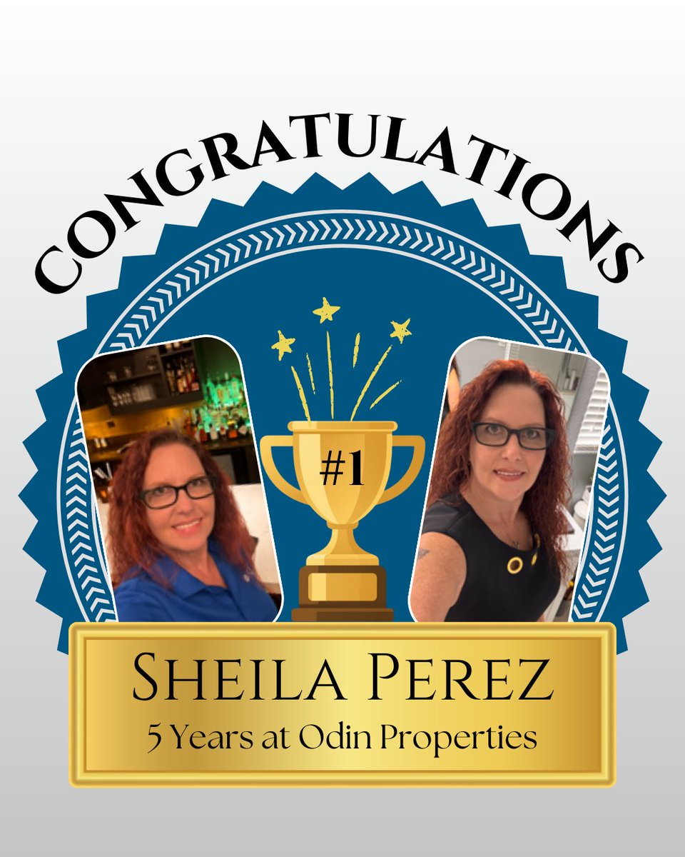 OdinProp's tweet photo. Please join us in congratulating Sheila Perez on her 5-year anniversary with Odin! 
When she’s not at work, Sheila is busy making candles, spending time with her four boys and her grandson, or enjoying the great outdoors. She loves camping, being outside, and exploring new places to walk and discover.
Thank you, Sheila, for five wonderful years—we’re so grateful to have you as part of the Odin team! 💙