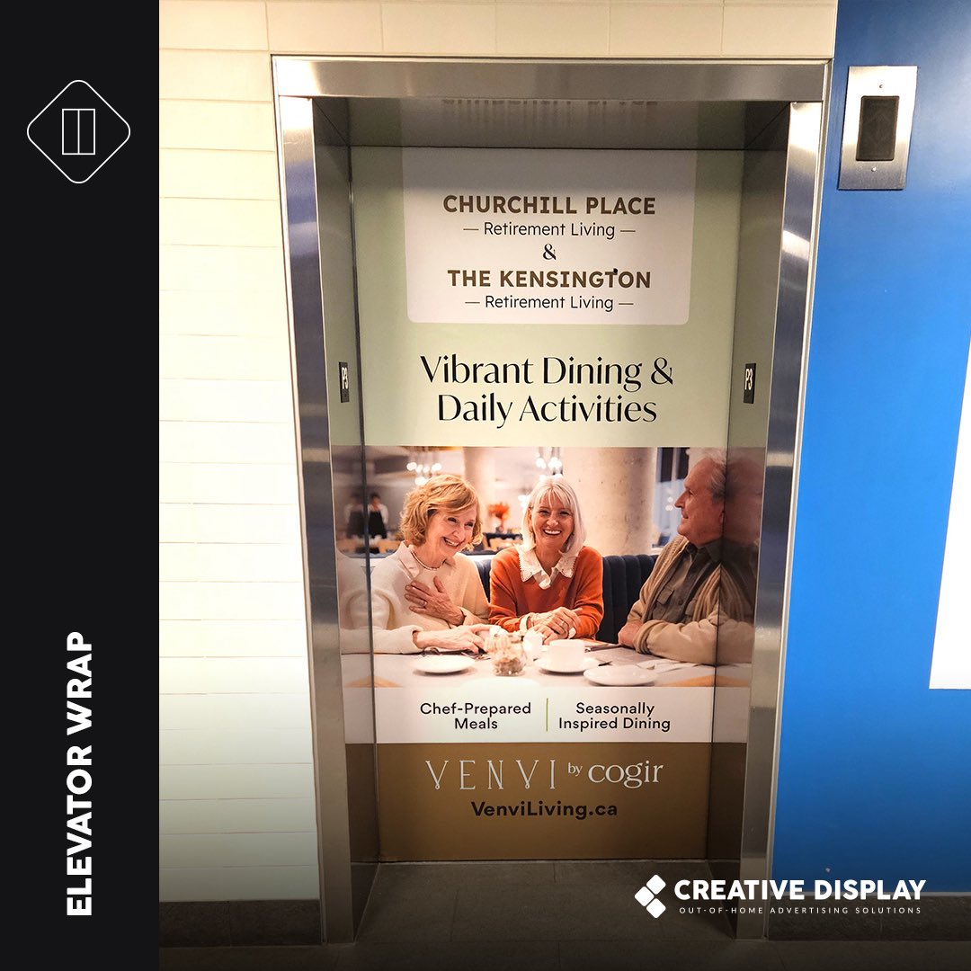 CreativDisplay's tweet photo. Filling up another floor of wraps at the Oakville Trafalgar Hospital parking garage. You can find 3 new elevator wraps from Venvi by Cogir on level 3. Interested in advertising? Contact us today! 

#marketing #cdt #ooh #marketingdigital #digitalmarketing #branding https://t.co/BlNu8Ad49B