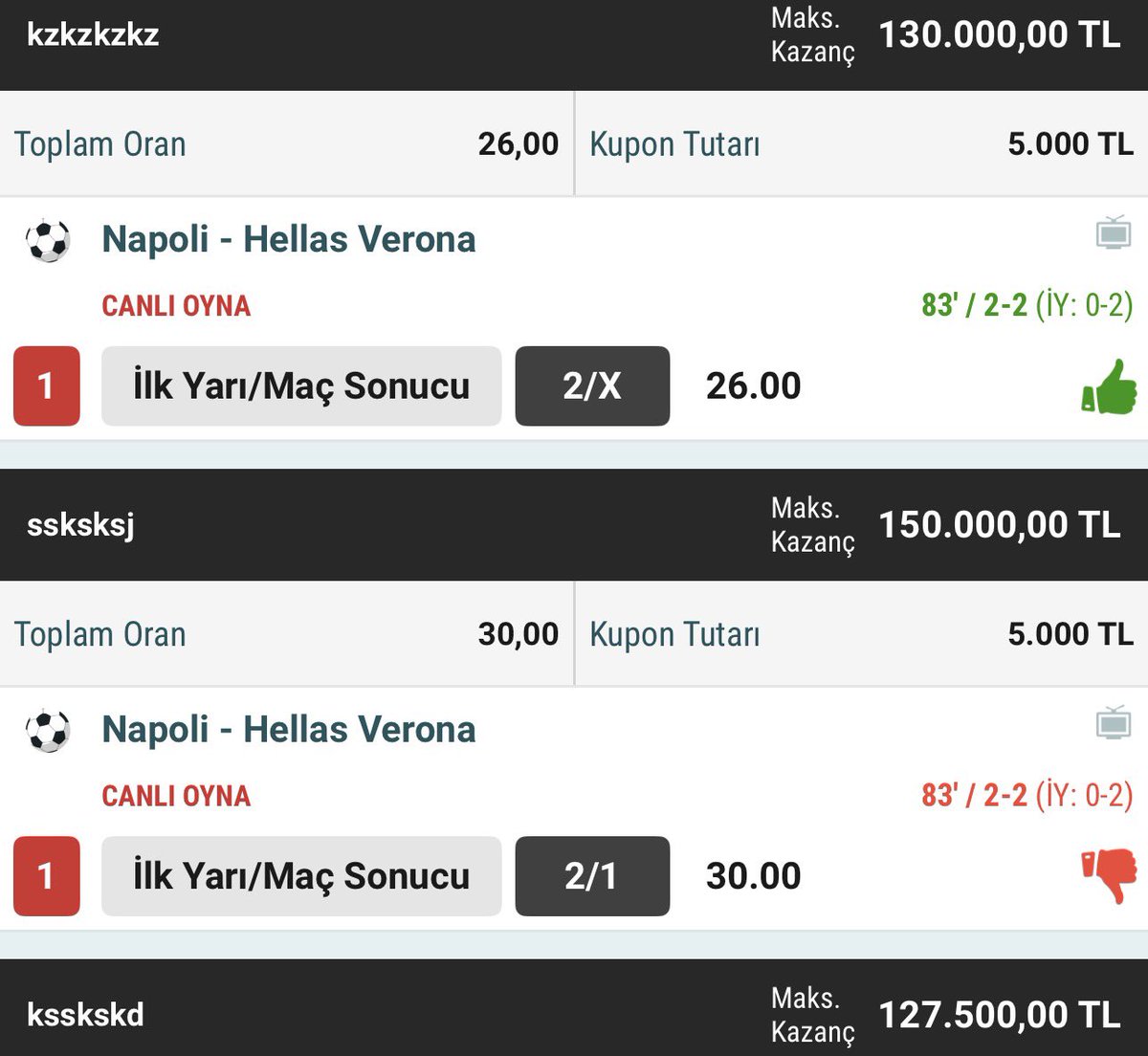 TAMTURKOGLU's tweet image. #MANCITY #PARMA #LAZİO #BRAGA #TOTTENHAM #İNTER #CHELSEA #ATLMADRİD #MİLAN #GENOA #MANUUTD #MARSİLYA #BENFİCA #NAPOLİ #EVERTON #LEEDSUTD #ASTONVİLLA #HELLASVERONA #BOLOGNA #ATALANTA #SANDERLAND #BARCELONA #FULHAM #MALİ #UDİNESE
✅ÇARŞAMBA KASA GÜNÜMÜZ
☎️0️⃣5️⃣4️⃣2️⃣6️⃣5️⃣7️⃣6️⃣8️⃣3️⃣7️⃣