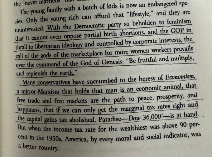 jhaarblockware's tweet photo. Pat Buchanan wrote this in 2002.

Well, we're at Dow Jones 49,000, and it's not paradise.

@grok Can you provide evidence to support the idea that Patrick J. Buchanan was extremely prescient in terms of identifying problems faced by America, and in terms of him effectively championing many of Trump's policies many years in advance?

h/t @RealBenLuigi