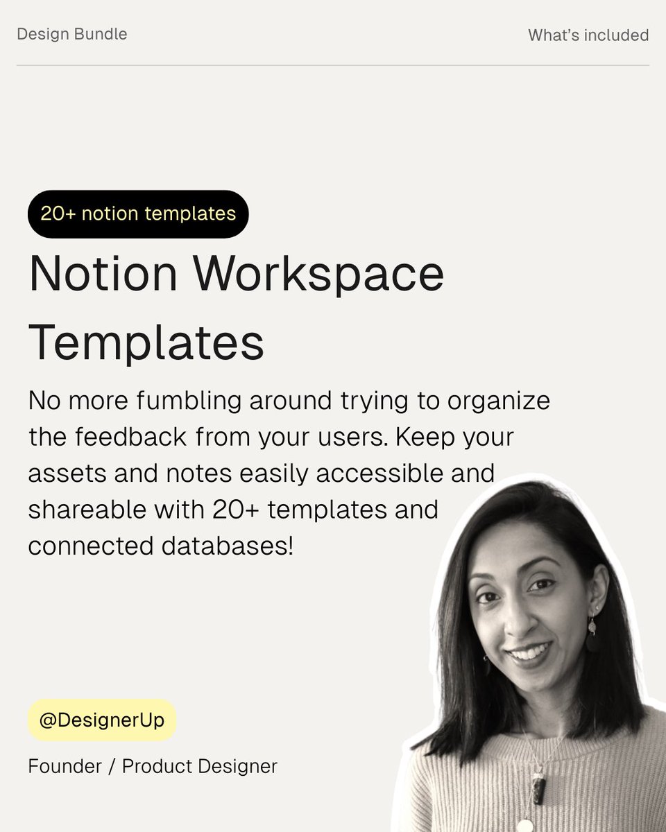 📚 Research &amp; Workflow

Into.UX design Courses &amp; Notion Workspace for Product Designers give you the foundations in research, business &amp; psychology, plus systems to keep feedback and insights organized and shareable with your team. <a href="/LizTheWhizard/">Elizabeth Alli - DesignerUp</a>