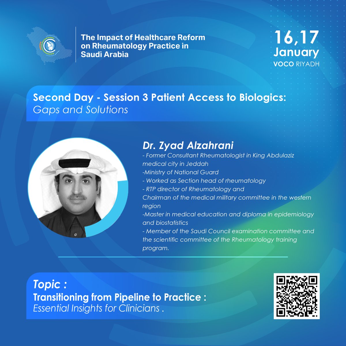 plantasticsa's tweet photo. We’re pleased to announce Dr. Zyad Alzahrani as a speaker in
Day 2 – Session 3: Patient Access to Biologics.

📅 Jan 16–17, 2026
📍 voco Riyadh
Register: https://t.co/Uu2yCgwtoS

#RheumatologyKSA #HealthcareReformKSA https://t.co/eQj1VNMVis