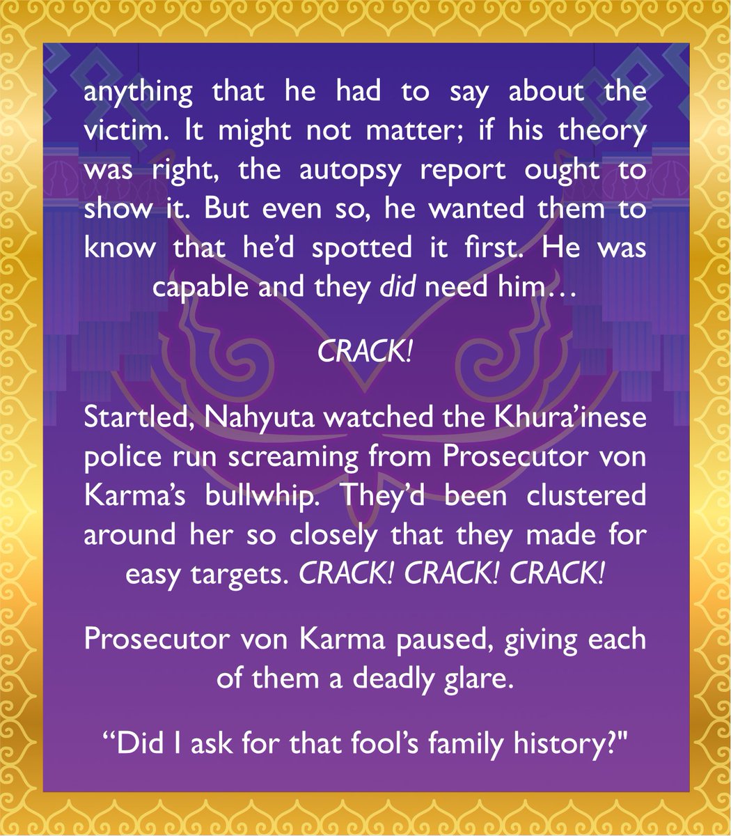 Writer Preview 🖊

Nahyuta crosses paths with a famous prosecutor in this prequel fic by PoH!

Preorders Open 🐉
neveryieldzine.bigcartel.com
