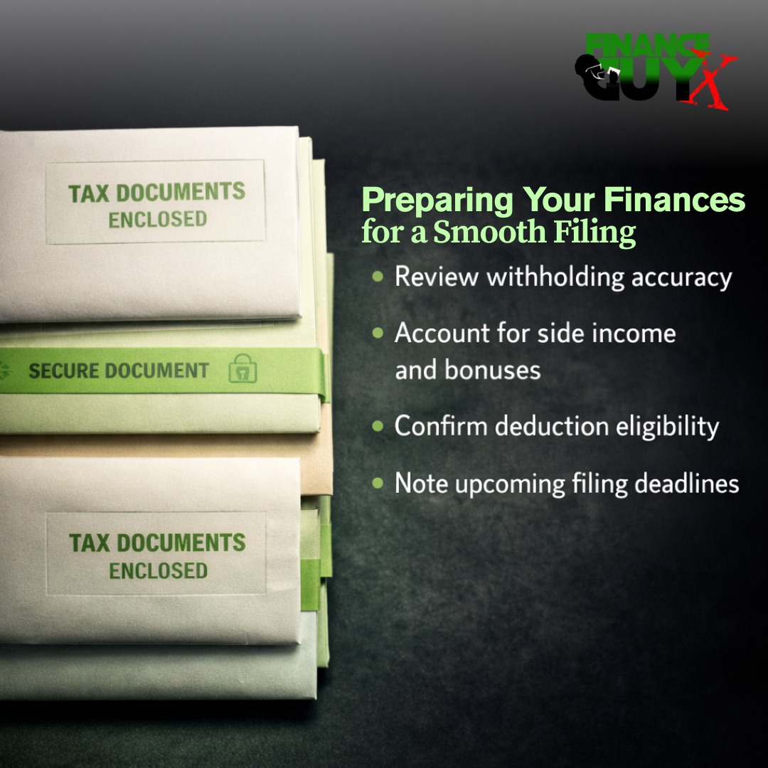 Smooth tax filing starts with thorough preparation! 📊✨ Don’t wait until the last minute—review your payments and life changes now to keep your return accurate and stress-free. 

Let’s get you ready for tax season! 🙌

 #TaxPlanning #MoneyManagement #TaxSeasonReady #FinanceGoals
