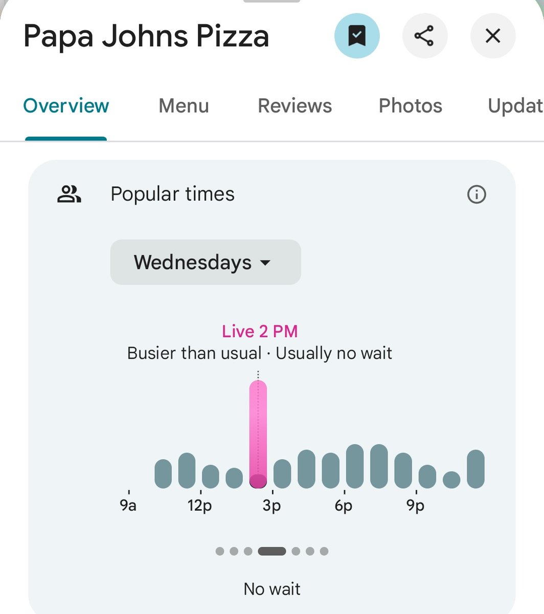 PenPizzaReport's tweet image. The closest pizzeria to the Pentagon, Nighthawk Brewery and Pizza, is reporting above average traffic. 

The closest Dominos and Papa Johns are also reporting above average traffic. 

As of 2:23pm ET