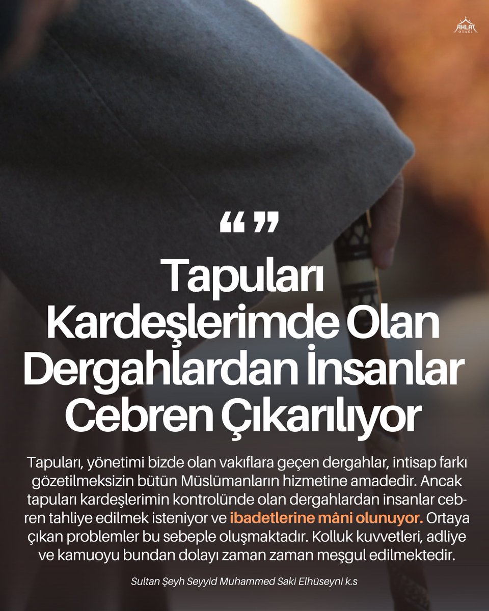 Üzerimdeki Tapuları Vakfa Devrettim 

Bizi sevenlerin üzerindeki emanet tapulara gelince, biz onlara üzerlerindeki emanet tapuları mahallindeki çoğunluğun istediği vakıf, dernek veya yerlere devretmelerini tavsiye ettik, kendi üzerimdeki tapuları fiilen devrederek bu işe öncülük