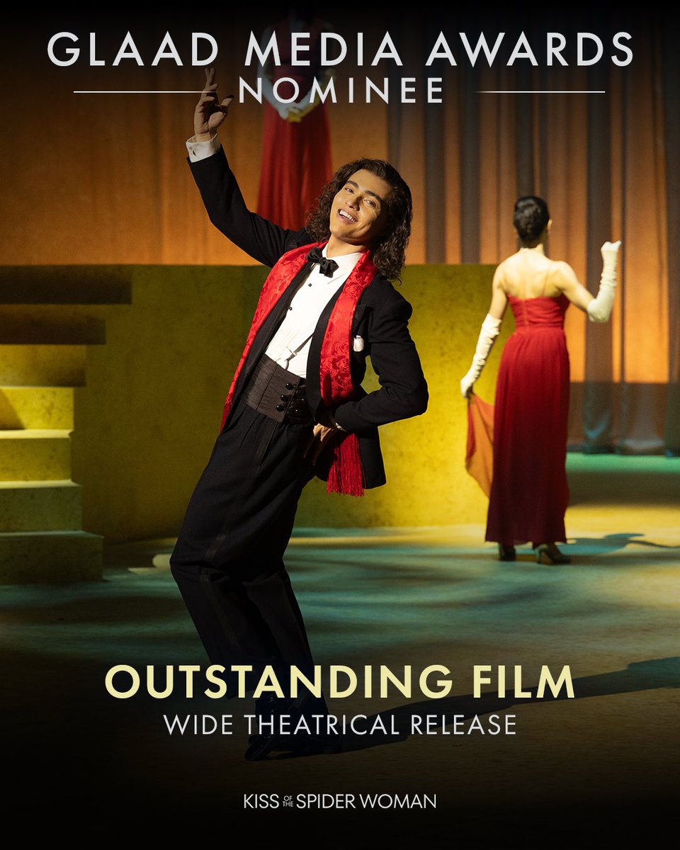 Thank you to the #GLAADawards for nominating #KissoftheSpiderWoman for Outstanding Film – Wide Theatrical Release ❤️