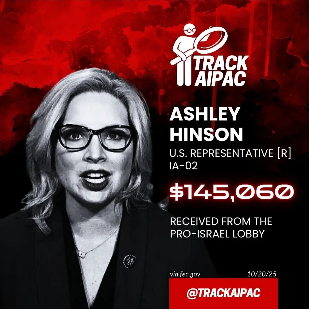 Carlin4USSenate's tweet image. Some are observing that my opponent @RepAshleyHinson has received lots of money from @AIPAC. As an America FIRST candidate, I don't take money from foreign countries because my loyalty is to Iowa families and the American People. Thank you for your attention to this matter!
