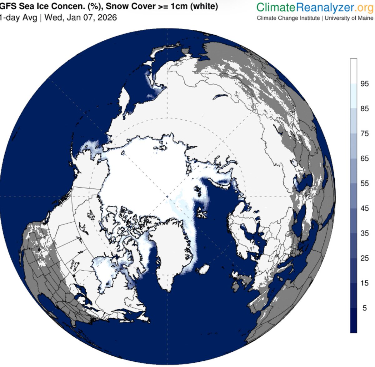 January 7th 2026 ❄️ 

Continuous snow cover extends from far east of Russia to Normandy. Damn you English Channel! Our cold rain last night immediately turned to snow as it hit land on other side.