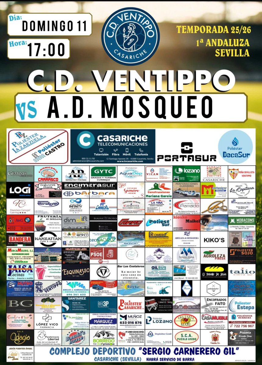 💙Este domingo tenemos el primer partido en casa del 2026

Os esperamos Afición Juntos Somos Más Fuertes 💪🏻

🆚 <a href="/ADMosqueo/">A.D. Mosqueo</a> 
📅 Domingo 11 enero
⏰ 17:00 H
🏟️ Sergio Carnerero Gil